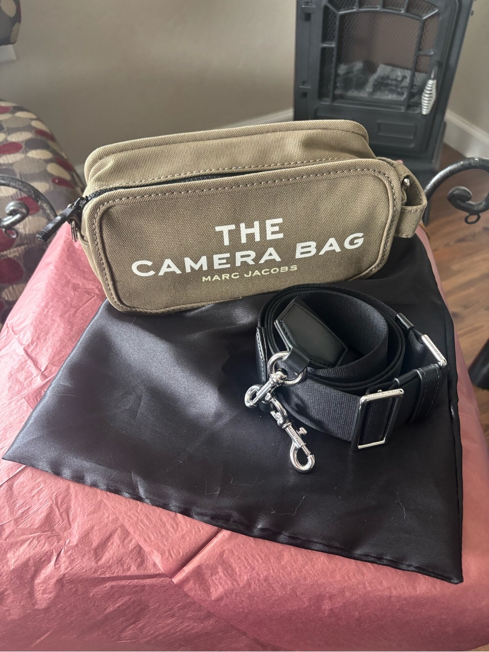 Marc Jacobs Khaki Canvas Camera Belt Bag with Black Strap